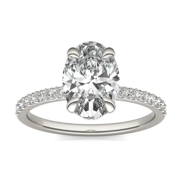 Oval Custom Hidden Halo 1/2 Eternity Engagement Ring Setting